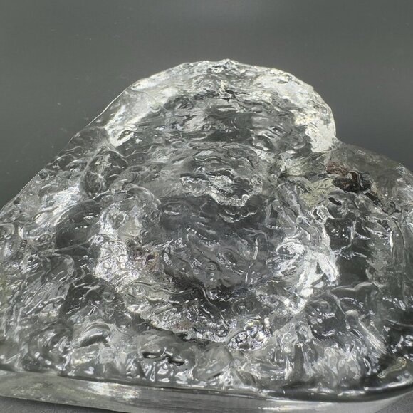 Mid Century Clear Heart Shaped Ashtray Dish Bowl Heavy Thick Textured Glass VTG - Picture 4 of 13